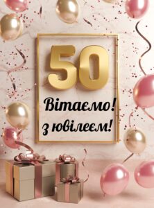 Открытка с поздравлением на юбилей 50 лет